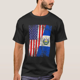 T-shirt Distressed American Flag & El Salvador Flag Patrio