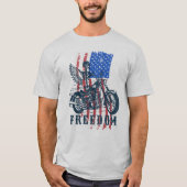 T-shirt Distressed American Flag Motorcycle Rider Freedom (Devant)
