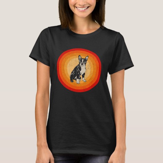 T-shirt Distressed Boston Terrier  Retro Style (Devant)