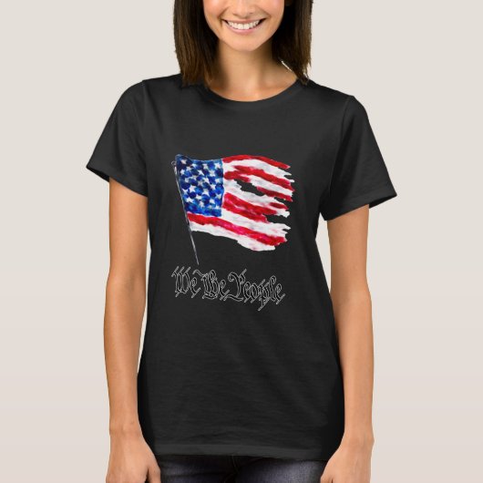 T-shirt Distressed drapeau américain avec les mots We The  (Devant)
