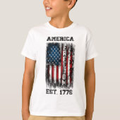 T-shirt Distressed drapeau américain Liberté Est 1776 (Devant)