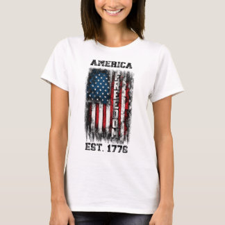 T-shirt Distressed drapeau américain Liberté Est 1776