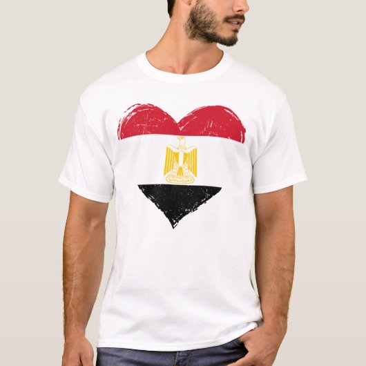 T-shirt Distressed Egypt Coeur de drapeau blanc hommes (Devant)