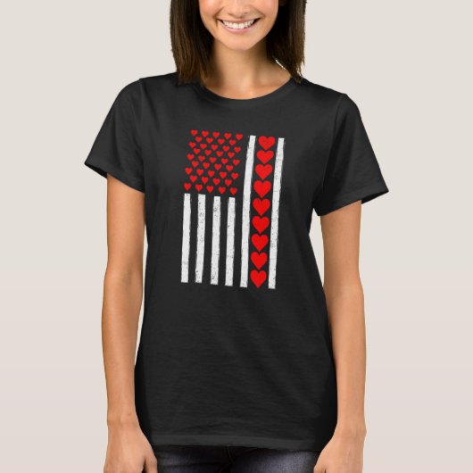 T-shirt Distressed Funny American Flag Heart Valentine's D (Devant)