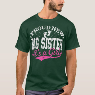 T-shirt Distressed Gender Reveal Fier New Big Sister C'est