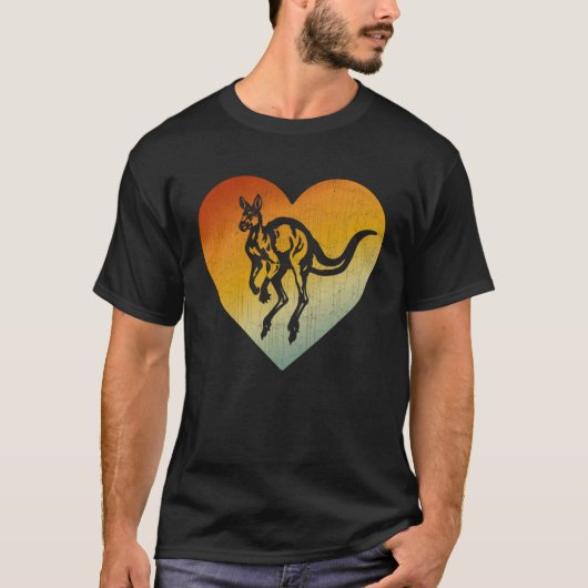 T-shirt Distressed Heart Retro Style Men Women Kangaroo (Devant)