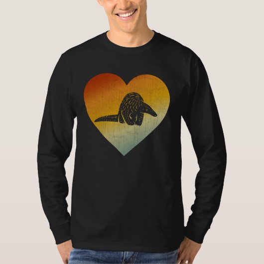 T-shirt Distressed Heart Retro Style Men Women Pangolins (Devant)