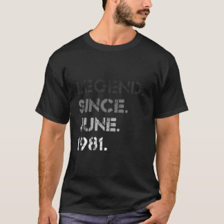 T-shirt Distressed Legend Since June 1981 42Nd Bday 42