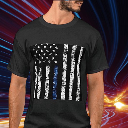 T-Shirt Distressed Ligne Bleue