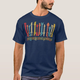 T-shirt Distressed Meilleur Pappy Jamais Papa Guitare Père