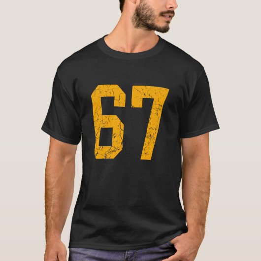 T-shirt Distressed Orange Number 67 Jersey Player Uniform (Devant)
