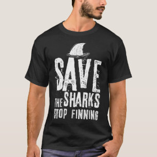T-shirt Distressed Sharks Fin Stop Finning Environmental V