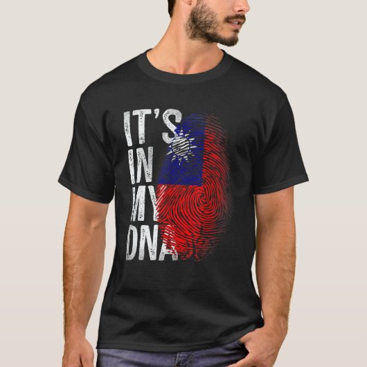 T-shirt Distressed Taiwanese Flag It's In My DNA Fingerpri (Devant)