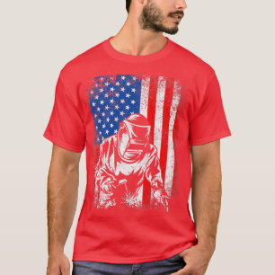 T-shirt Distressed USA Américain Drapeau Soudeur Hommes Pa