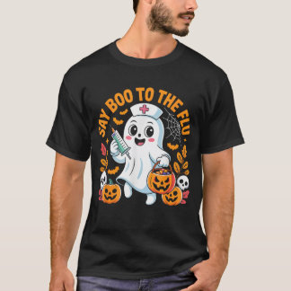 T-shirt Dites Boo Au Vaccin D'Halloween Pour L'Infirmière