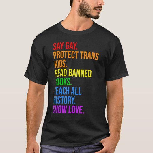 T-shirt Dites Gay Protéger les enfants trans Lire les livr (Devant)