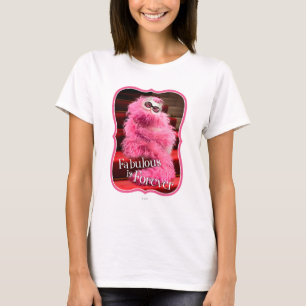 T-shirt Diva Chat blanc enveloppé dans un boa rose sur tap