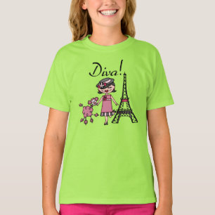 T-shirt Diva de cheveux noirs