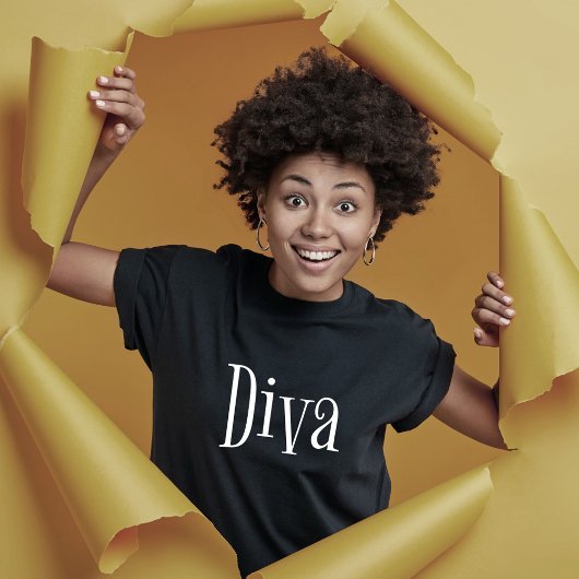 T-shirt Diva Funny Whimsical Typographie