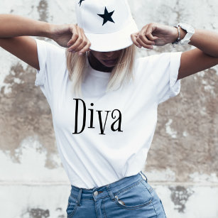 T-shirt Diva Funny Whimsical Typographie