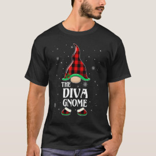 T-shirt Diva Gnome Buffalo Plaid Matching Family Group Chr