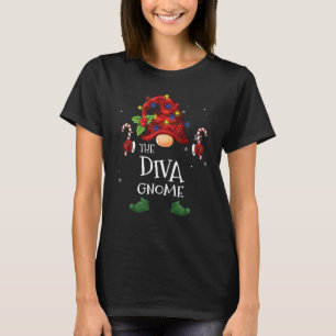 T-shirt Diva Gnomo Buffalo Plaid Christmas Tree Light