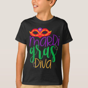 T-shirt Diva Mardi Gras - Masque et perles Design