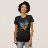 T-shirt Diva noire dynamique Gémeaux à double énergie (Devant entier)