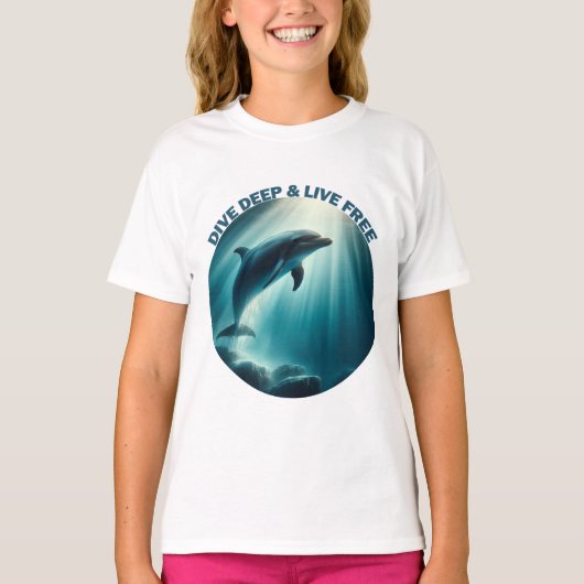 T-shirt Dive Deep Live Dolphin gratuit (Devant)