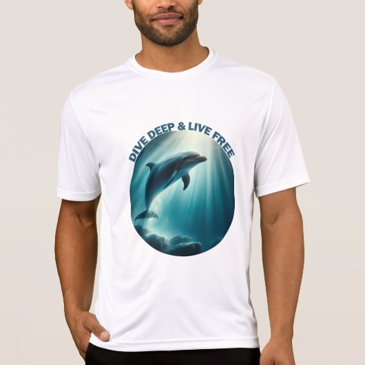 T-shirt Dive Deep Live Dolphin gratuit (Devant)