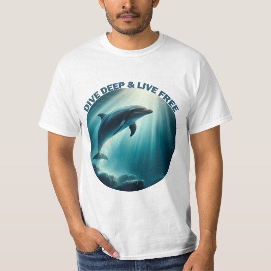 T-shirt Dive Deep Live Dolphin gratuit (Devant)