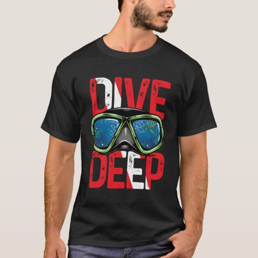 T-shirt Dive Deep Scuba Plongée Drapeau Diver sous-marin (Devant)