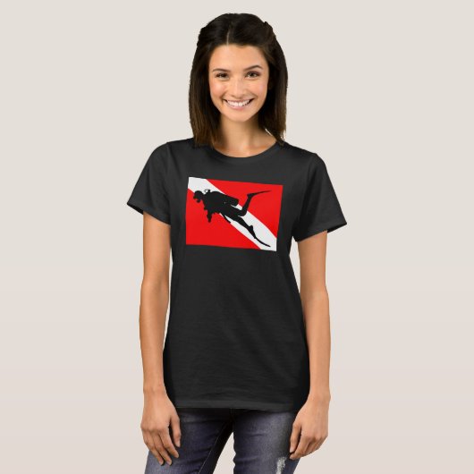 T-shirt Diver Down Flag Scuba Diver (Devant entier)