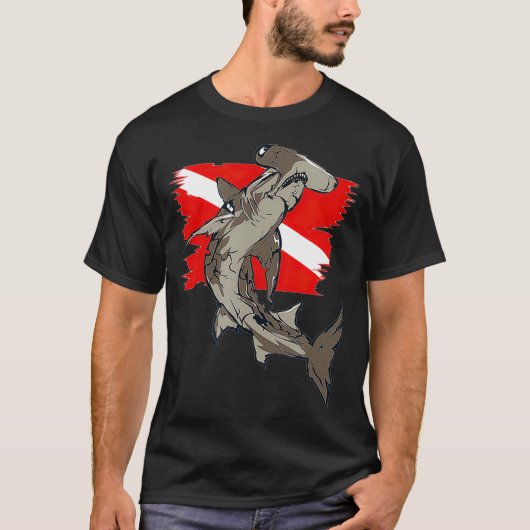 T-shirt Diver Drapeau Hammerhead Requin Plongée sous-marin (Devant)