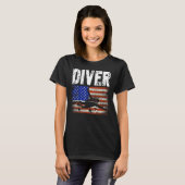 T-shirt Diver US American Flag Dive Scuba Diving (Devant entier)