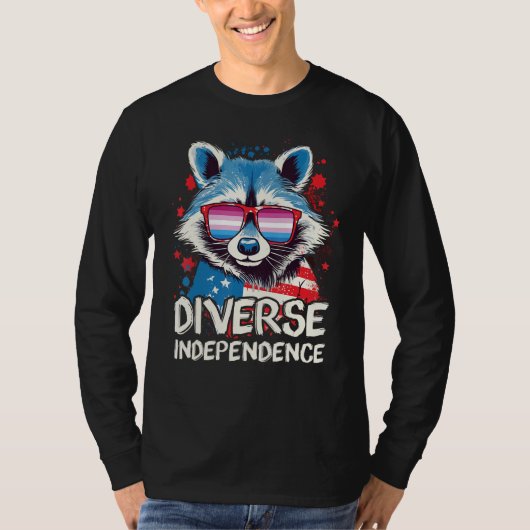 T-shirt Diverse Independence  Raccoon Bigender Sunglasses  (Devant)