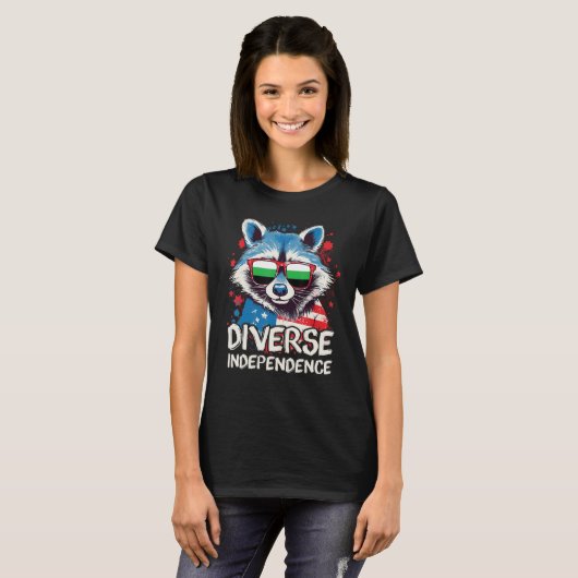 T-shirt Diverse Independence Raccoon Neutrois Lunettes de (Devant entier)