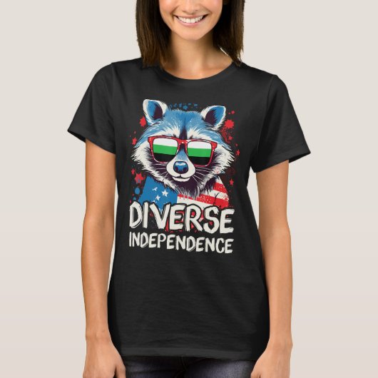 T-shirt Diverse Independence  Raccoon Neutrois Sunglasses  (Devant)
