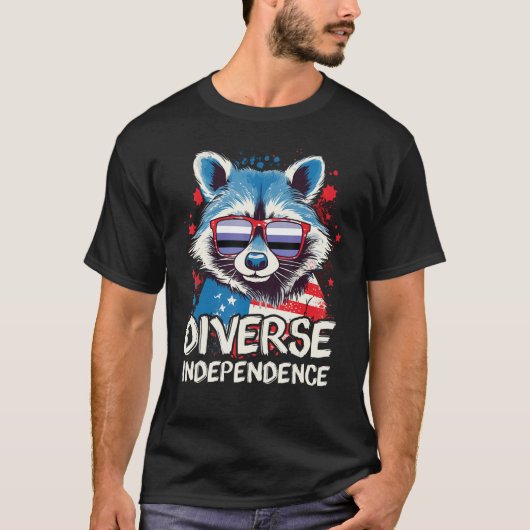 T-shirt Diverse Independence Raccoon Perifluid Sunglasses  (Devant)