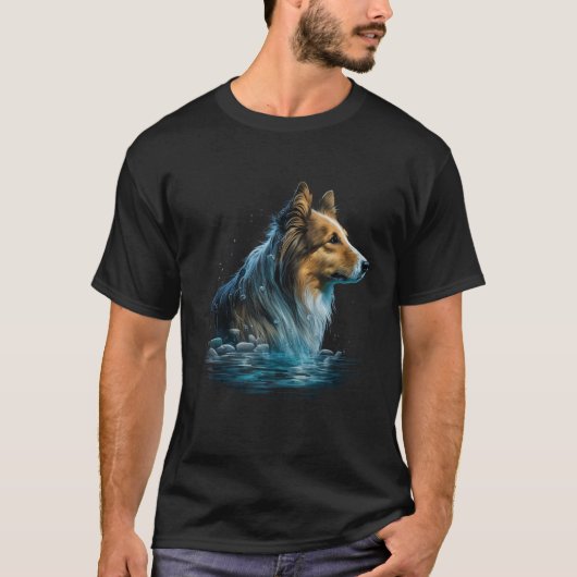 T-shirt Diving Sheltie and Swimming Water Shetland Sheepdo (Devant)