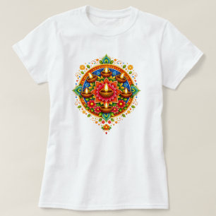 T-shirt 🎆❤️ Diwali Rangoli avec Diya 