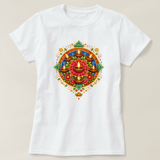 T-shirt 🎆❤️ Diwali Rangoli avec Diya (Design devant)