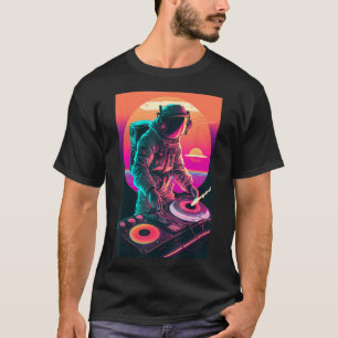 T-shirt DJ astronaute, DJ dans l'espace, cool EDM Vaporwav