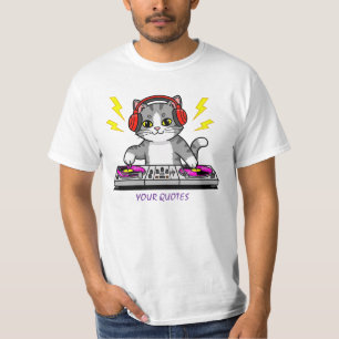 T-shirt DJ Cat Cartoon – Illustration d'un amateur de musi