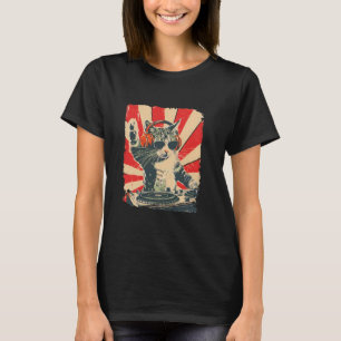 T-shirt DJ Cat Retro - Cool Disco Kitty Spinning Vinyl DJ