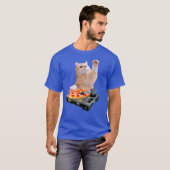 T-shirt DJ Cat Shirt Cat DJ Pizza EDM Music Mignonne Blanc (Devant entier)