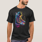 T-shirt DJ de l'astronaute funky dans l'espace EDM Graphis (Devant)
