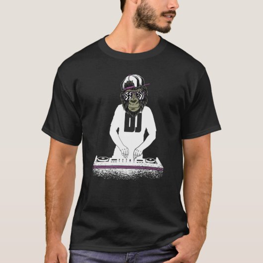 T-shirt DJ Disk Jockey Monkey 1 (Devant)