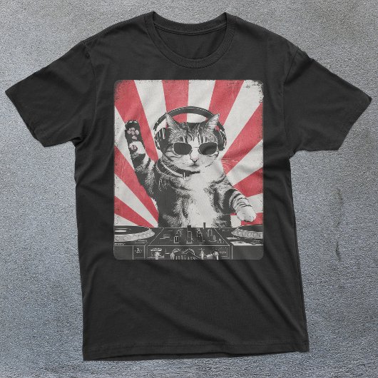 T-shirt DJ DJ Cat Disco Sound Tech Headphone Music