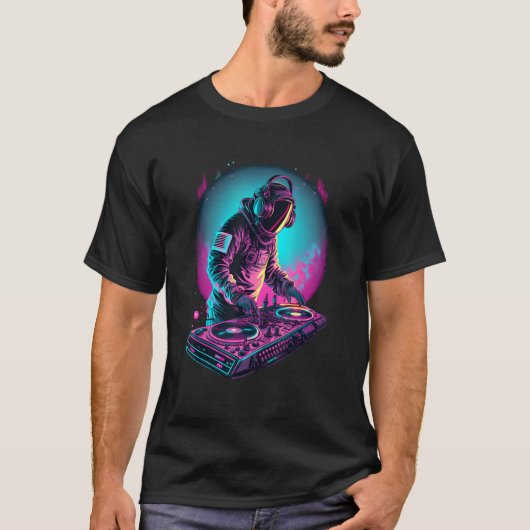 T-shirt DJ DJ de l'astronaute dans l'espace EDM cool Graph (Devant)